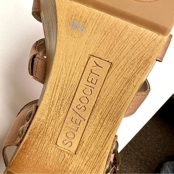 NWT SOLE SOCIETY Y2K So-Nermila Platform Block Heel sandals Taupe women’s size 9 - Picture 8 of 10